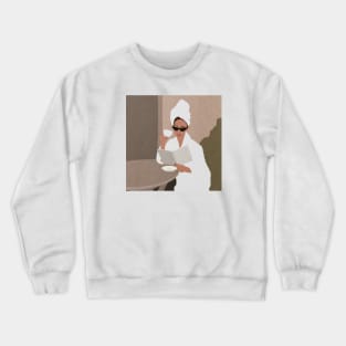 Morning coffee break, Woman with a book Crewneck Sweatshirt